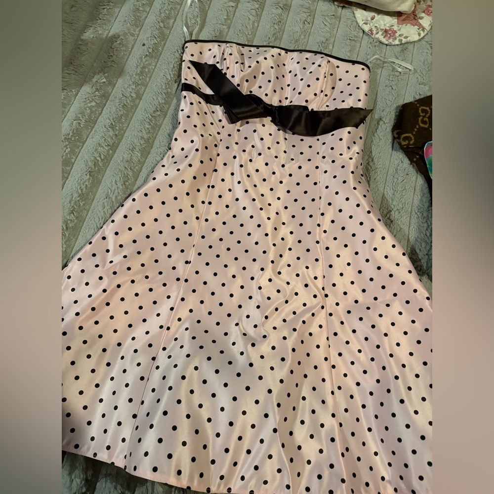 Jessica McClintock Pink Dress with Black Accents